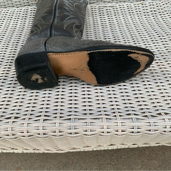 Vintage Acme Round Toe Grey Cowboy Boots Size 9D - Picture 4 of 16